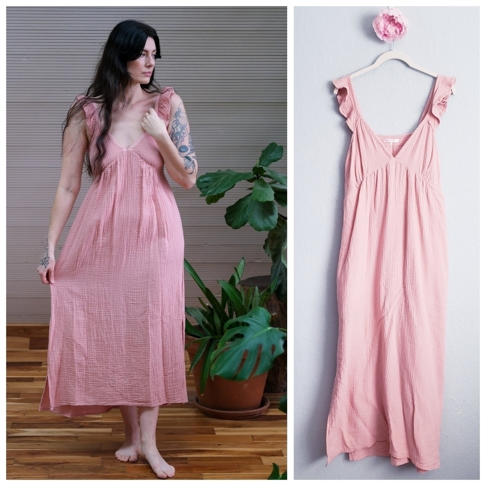 Stitchdrop Leyla Sugar Pink Cotton‎ Gauze Ruffle Dress